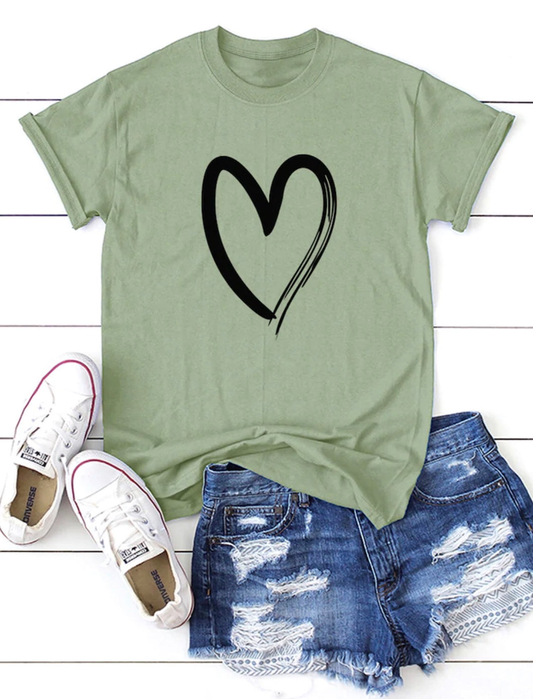 #Heart T-shirt Green